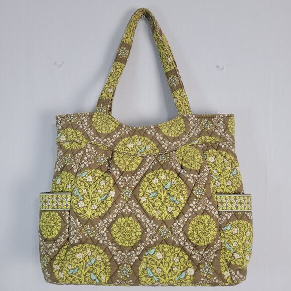 Vera Bradley Sittin' in a Tree quilted tote bag shoulder bag green brown,retired - Picture 1 of 11